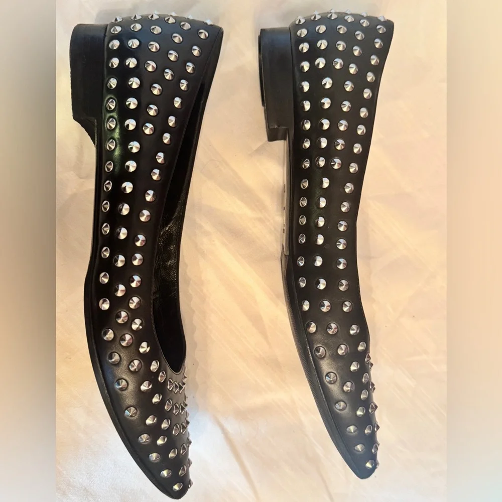 Saint Laurent, Studded Black Flats 37.5 - Picture 3 of 7
